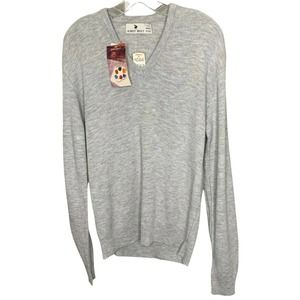 Robert Bruce Men's Sweater Gray Vintage Soft V-Neck Long‎ Sleeve Size Large